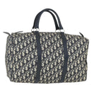 Christian Dior Trotter Canvas Boston Bag Navy Silver Auth ki6339-1