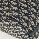 Christian Dior Trotter Canvas Boston Bag Navy Silver Auth ki6339-14