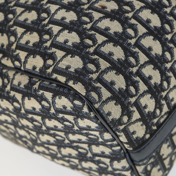 Christian Dior Trotter Canvas Boston Bag Navy Silver Auth ki6339