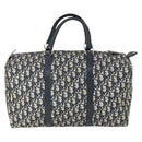 Christian Dior Trotter Canvas Boston Bag Navy Silver Auth ki6339-2