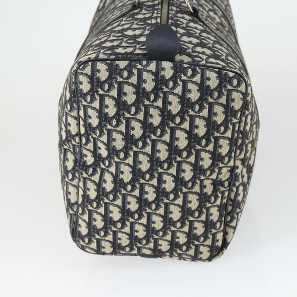 Christian Dior Trotter Canvas Boston Bag Navy Silver Auth ki6339