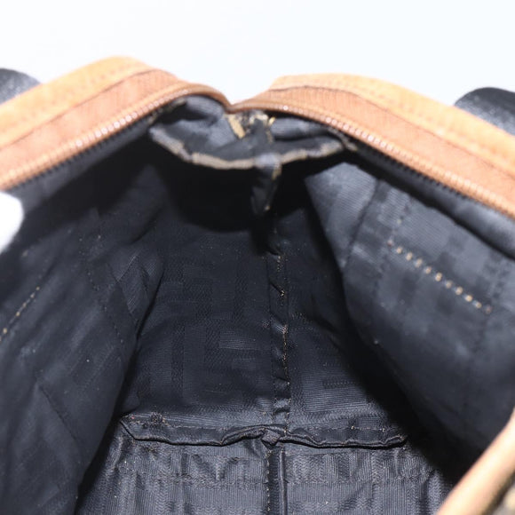 FENDI Zucca Canvas Tote Bag Black Brown Auth ki6340