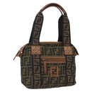 FENDI Zucca Canvas Tote Bag Black Brown Auth ki6340-1