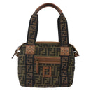 FENDI Zucca Canvas Tote Bag Black Brown Auth ki6340-13