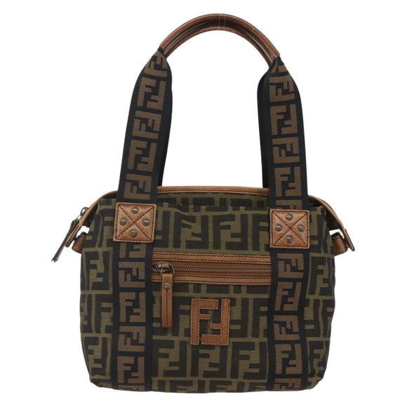 FENDI Zucca Canvas Tote Bag Black Brown Auth ki6340