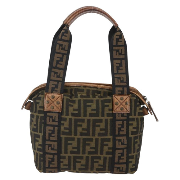 FENDI Zucca Canvas Tote Bag Black Brown Auth ki6340