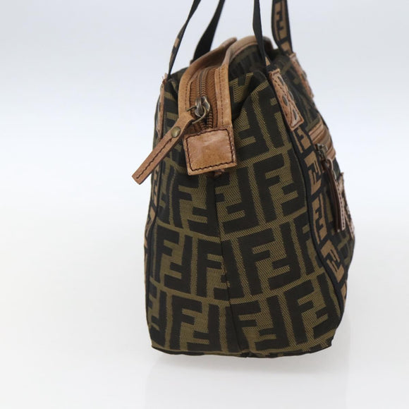FENDI Zucca Canvas Tote Bag Black Brown Auth ki6340