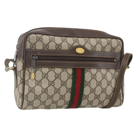 GUCCI GG Supreme Web Sherry Line Shoulder Bag PVC Beige 72 001 4071 Auth ki6343