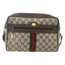 GUCCI GG Supreme Web Sherry Line Shoulder Bag PVC Beige 72 001 4071 Auth ki6343-2