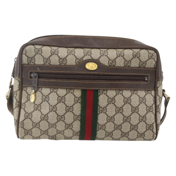 GUCCI GG Supreme Web Sherry Line Shoulder Bag PVC Beige 72 001 4071 Auth ki6343
