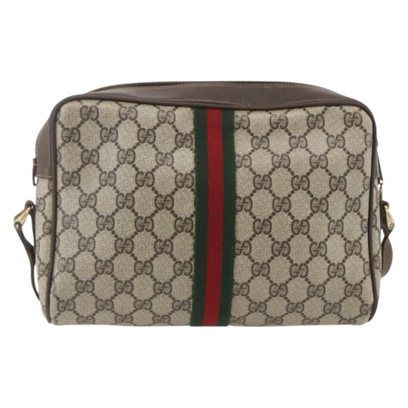 GUCCI GG Supreme Web Sherry Line Shoulder Bag PVC Beige 72 001 4071 Auth ki6343