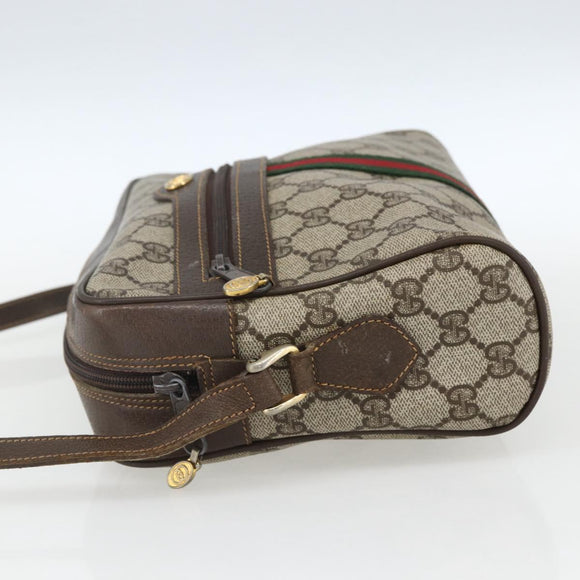 GUCCI GG Supreme Web Sherry Line Shoulder Bag PVC Beige 72 001 4071 Auth ki6343