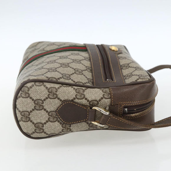 GUCCI GG Supreme Web Sherry Line Shoulder Bag PVC Beige 72 001 4071 Auth ki6343