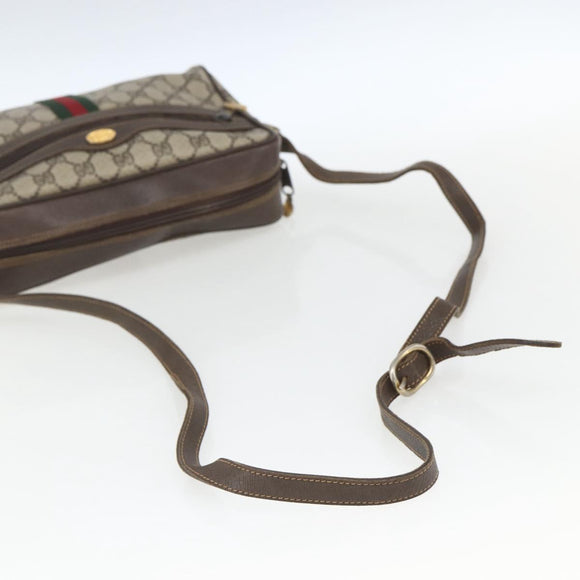 GUCCI GG Supreme Web Sherry Line Shoulder Bag PVC Beige 72 001 4071 Auth ki6343