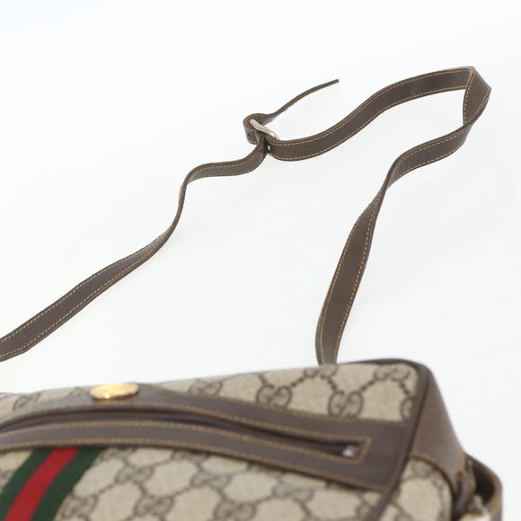 GUCCI GG Supreme Web Sherry Line Shoulder Bag PVC Beige 72 001 4071 Auth ki6343