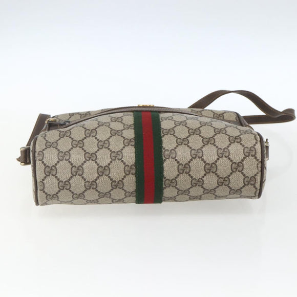 GUCCI GG Supreme Web Sherry Line Shoulder Bag PVC Beige 72 001 4071 Auth ki6343