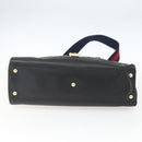 GUCCI Web Sherry Line Silvi Tote Bag Leather 2way Black Gold 453790 Auth ki6344-11