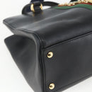 GUCCI Web Sherry Line Silvi Tote Bag Leather 2way Black Gold 453790 Auth ki6344-13