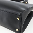 GUCCI Web Sherry Line Silvi Tote Bag Leather 2way Black Gold 453790 Auth ki6344-14