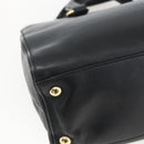 GUCCI Web Sherry Line Silvi Tote Bag Leather 2way Black Gold 453790 Auth ki6344-15