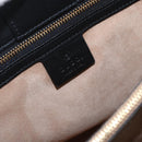 GUCCI Web Sherry Line Silvi Tote Bag Leather 2way Black Gold 453790 Auth ki6344-16