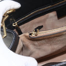 GUCCI Web Sherry Line Silvi Tote Bag Leather 2way Black Gold 453790 Auth ki6344-17