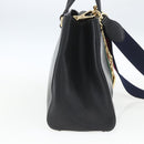 GUCCI Web Sherry Line Silvi Tote Bag Leather 2way Black Gold 453790 Auth ki6344-4