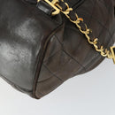 CHANEL Matelasse Backpack Lamb Skin Dark Brown Gold CC Auth ki6346-12