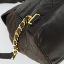 CHANEL Matelasse Backpack Lamb Skin Dark Brown Gold CC Auth ki6346-13