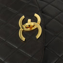 CHANEL Matelasse Backpack Lamb Skin Dark Brown Gold CC Auth ki6346-14