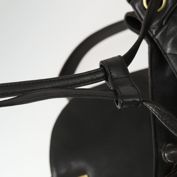 CHANEL Matelasse Backpack Lamb Skin Dark Brown Gold CC Auth ki6346