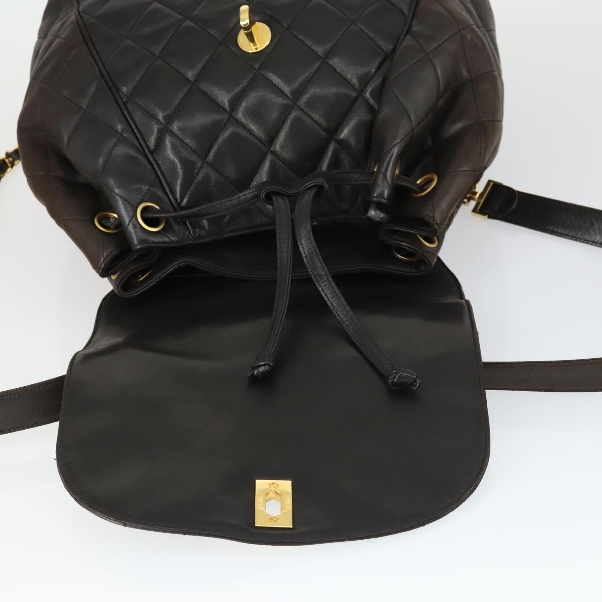 CHANEL Matelasse Backpack Lamb Skin Dark Brown Gold CC Auth ki6346 CHANEL Matelasse Backpack Lamb Skin Dark Brown Gold CC Auth  main image 4