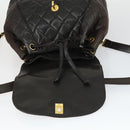 CHANEL Matelasse Backpack Lamb Skin Dark Brown Gold CC Auth ki6346-16