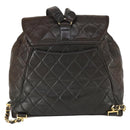 CHANEL Matelasse Backpack Lamb Skin Dark Brown Gold CC Auth ki6346-3