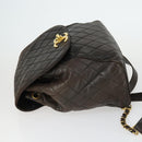 CHANEL Matelasse Backpack Lamb Skin Dark Brown Gold CC Auth ki6346-5