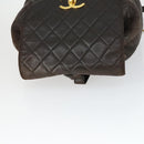 CHANEL Matelasse Backpack Lamb Skin Dark Brown Gold CC Auth ki6346-6