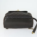 CHANEL Matelasse Backpack Lamb Skin Dark Brown Gold CC Auth ki6346-9