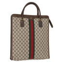 GUCCI GG Supreme Web Sherry Line Tote Bag PVC Beige Gold 010 378 Auth ki6347-1
