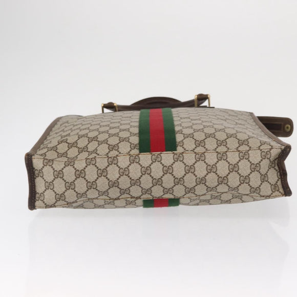 GUCCI GG Supreme Web Sherry Line Tote Bag PVC Beige Gold 010 378 Auth ki6347