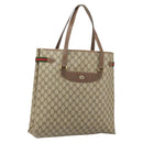 GUCCI GG Supreme Web Sherry Line Tote Bag PVC Beige Gold 39 02 091 Auth ki6348-1
