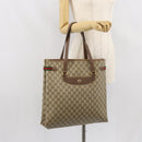 GUCCI GG Supreme Web Sherry Line Tote Bag PVC Beige Gold 39 02 091 Auth ki6348-22
