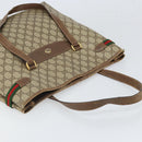GUCCI GG Supreme Web Sherry Line Tote Bag PVC Beige Gold 39 02 091 Auth ki6348-6
