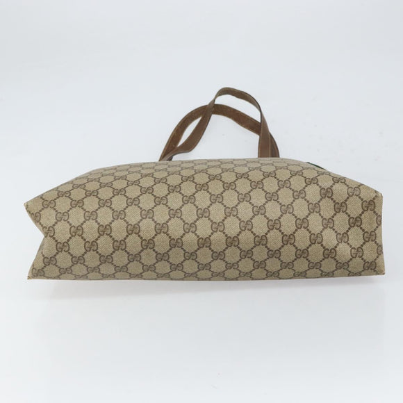 GUCCI GG Supreme Web Sherry Line Tote Bag PVC Beige Gold 39 02 091 Auth ki6348