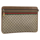 GUCCI GG Supreme Web Sherry Line Clutch Bag PVC Beige 017 37 4125 Auth ki6349-1