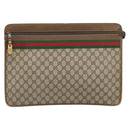 GUCCI GG Supreme Web Sherry Line Clutch Bag PVC Beige 017 37 4125 Auth ki6349-13