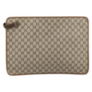 GUCCI GG Supreme Web Sherry Line Clutch Bag PVC Beige 017 37 4125 Auth ki6349-2