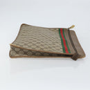 GUCCI GG Supreme Web Sherry Line Clutch Bag PVC Beige 017 37 4125 Auth ki6349-3