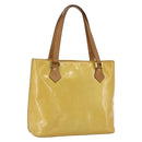 LOUIS VUITTON Monogram Vernis Houston Hand Bag Lime Yellow M91055 LV Auth ki6351-1