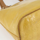 LOUIS VUITTON Monogram Vernis Houston Hand Bag Lime Yellow M91055 LV Auth ki6351-13