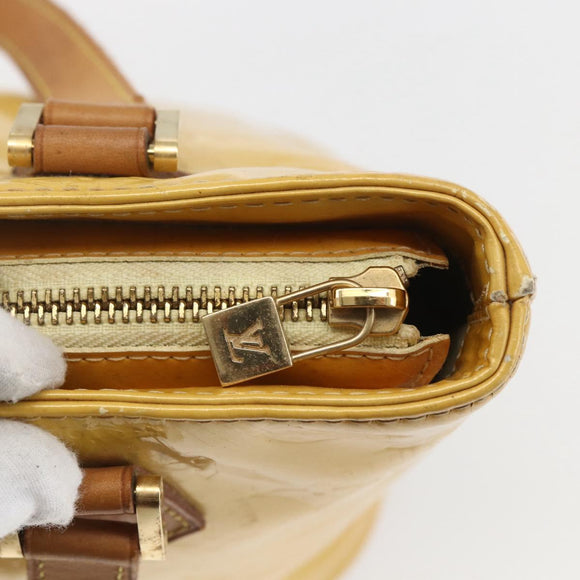 LOUIS VUITTON Monogram Vernis Houston Hand Bag Lime Yellow M91055 LV Auth ki6351